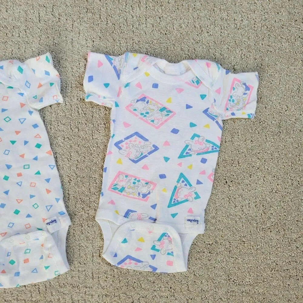 Vintage Gerber Baby Infant Onesies 0-3 Months Bodysuits Small 80s 90s Retro Lot